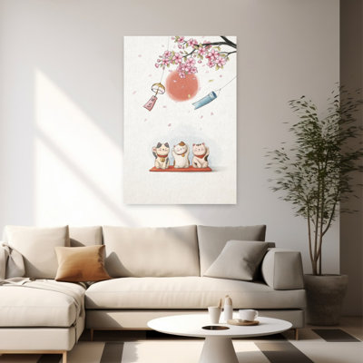 Spring Lucky Cats by Xuan Thai - Wrapped Canvas Print