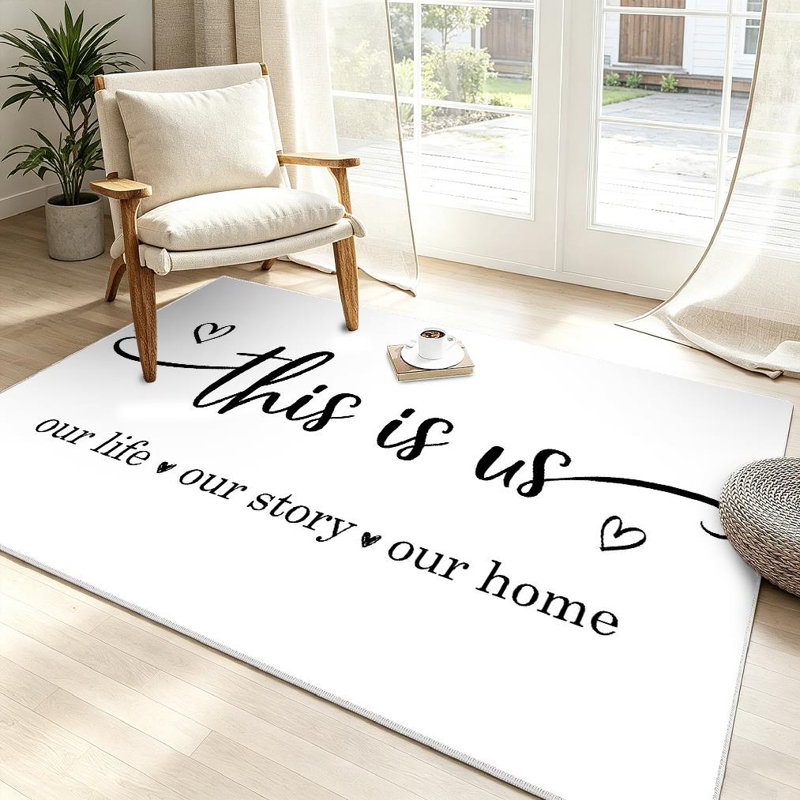 Tapis d'intérieur blanc lavable à la machine Story Home, Rectangle 39 po x 63 po