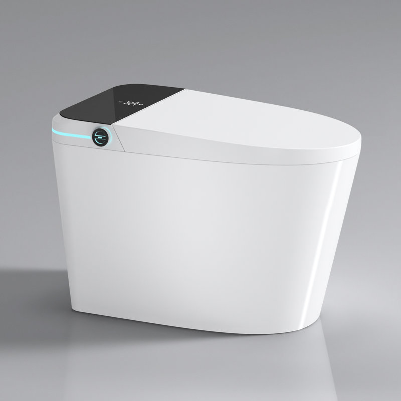 Toilette intelligente avancée avec bidet intégré - couvercle à ouverture / fermeture automatique, capteur de pied, télécommande, fonction d'ouverture / fermeture blanche, capacité d'auto-nettoyage,