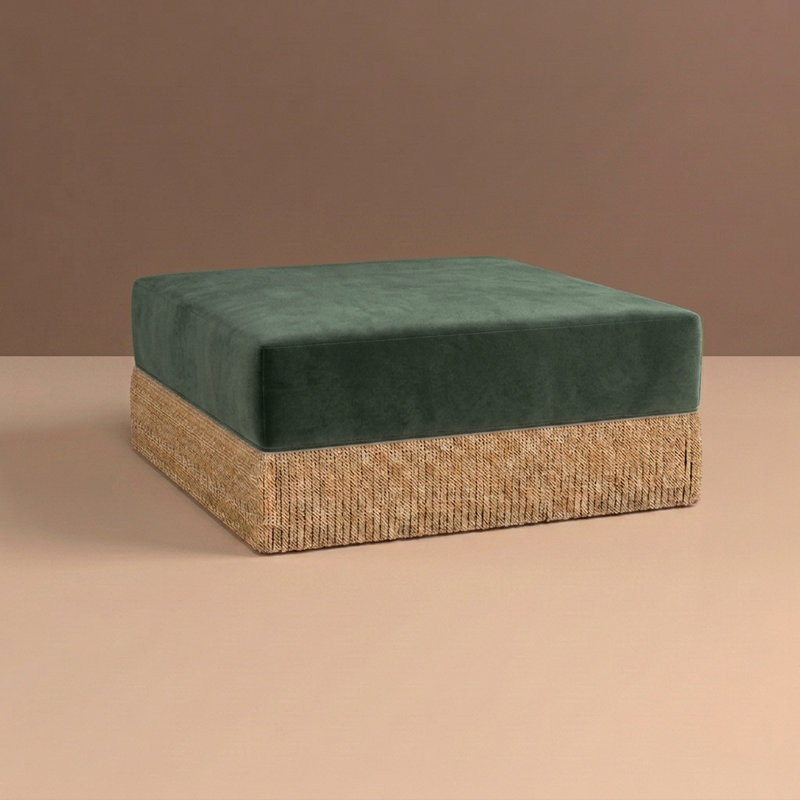 Orion Ottoman by River and Bord, Velvet Cane Silver Sage