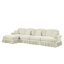 Canapé modulaire classique à trois places en forme de L avec accoudoirs évasés et volants amovibles, jupes plissées et pieds fuselés, canapé à quatre places en chenille confortable avec repose-pieds mobile, blanc beige-413503985