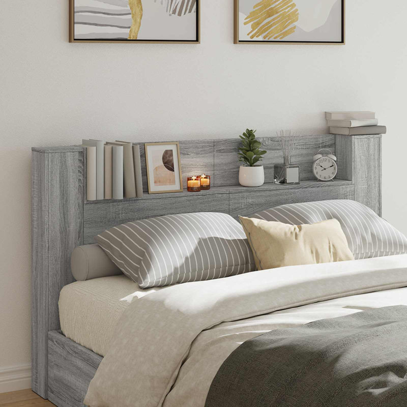 Bookcase Headboard, Super King (6'), Grey Sonoma