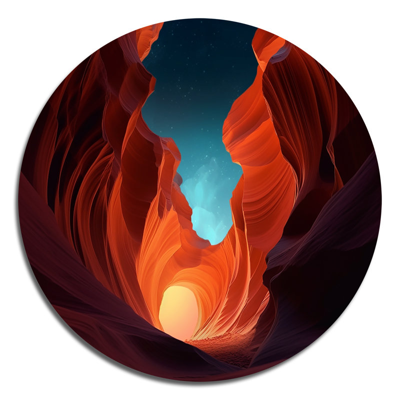 Magie du canyon inférieur II - paysages d'art rond en métal, H 16 po x l 16 po