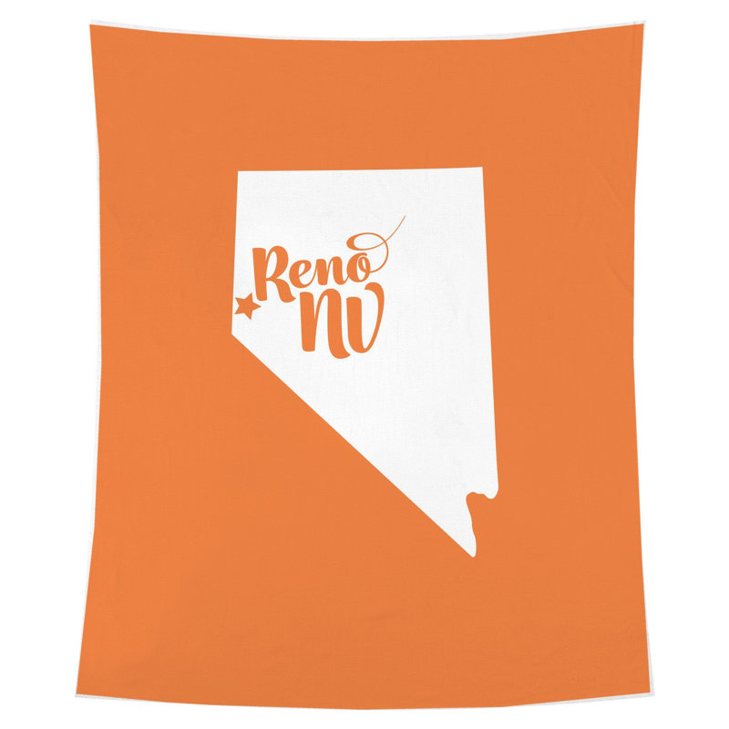 Home Sweet Reno — Silhouette de l'État du Nevada — Tapisserie murale intérieure (portrait), H 104 po x l 88 po