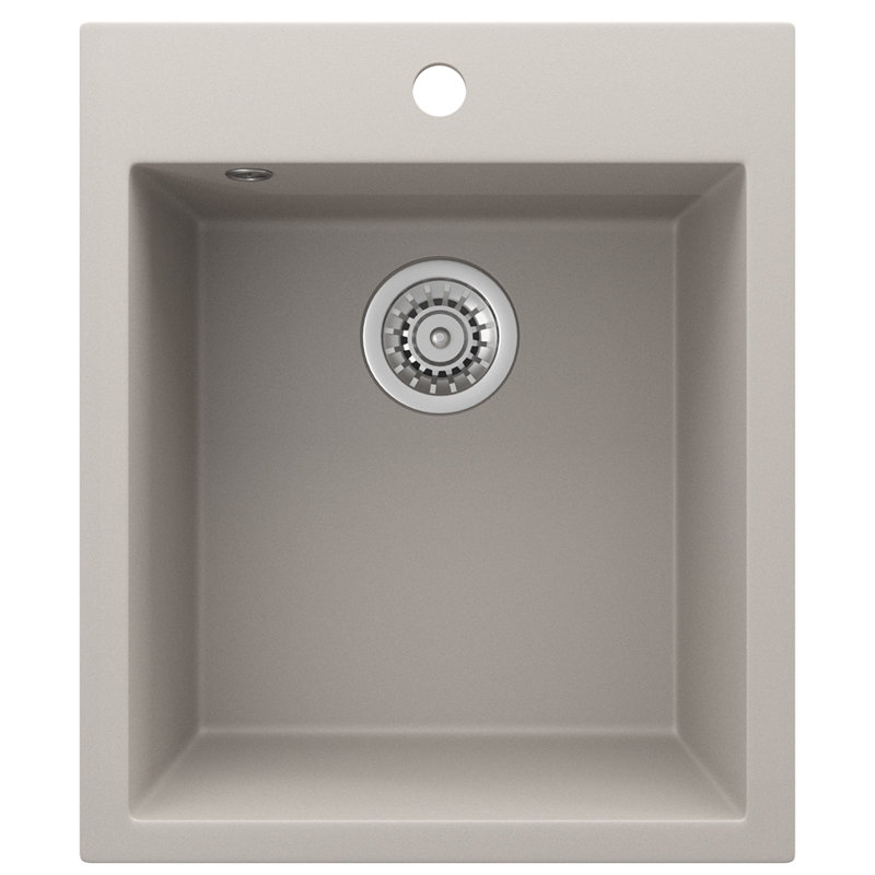 Dakota Fields Brucknell 500mm W Single Bowl Granite Kitchen Sink with 1 Faucet Hole, Beige
