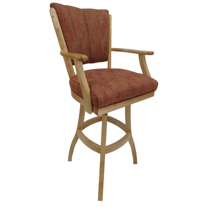 Tabouret de comptoir Renick, Naturel, À carreaux, Tabouret de comptoir (assise de 26 po de hauteur)