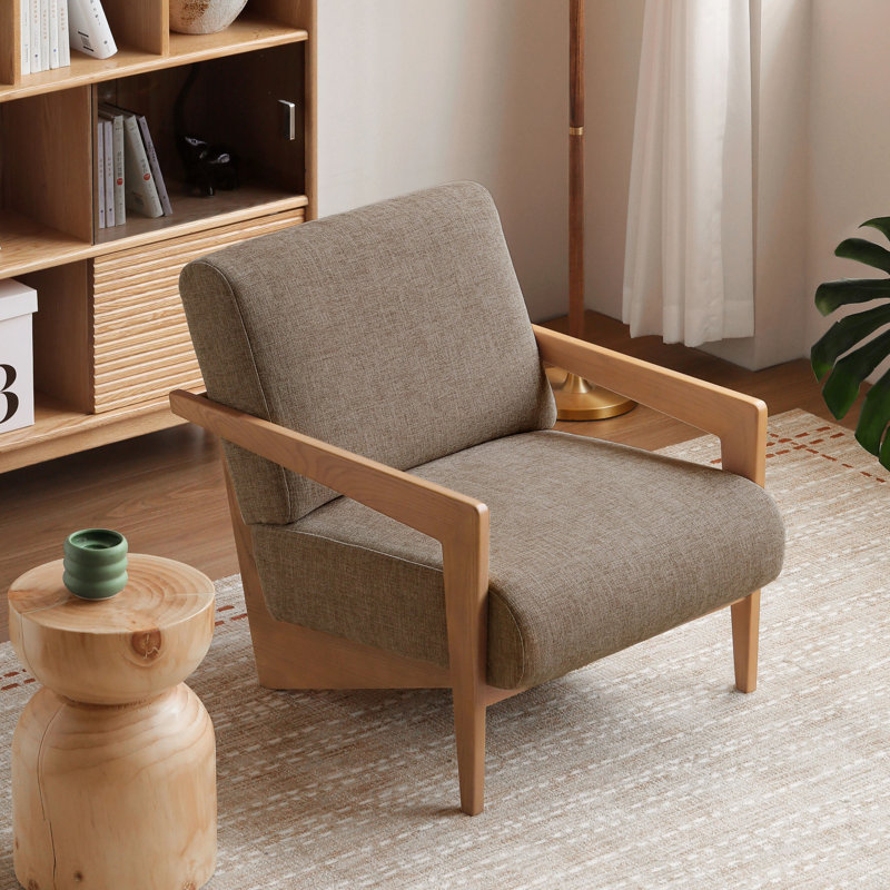 Fauteuil d'appoint avec cadre en bois massif de 26 po de largeur