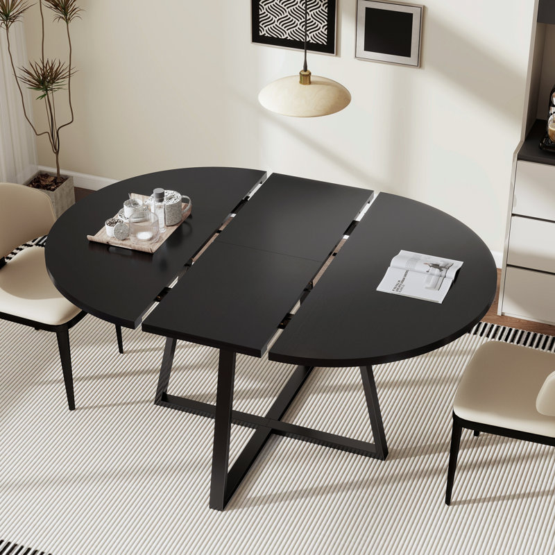 Table de salle à manger extensible, table de salle à manger ovale pour la cuisine et la salle à manger, 43,3 po - 59 po, noir