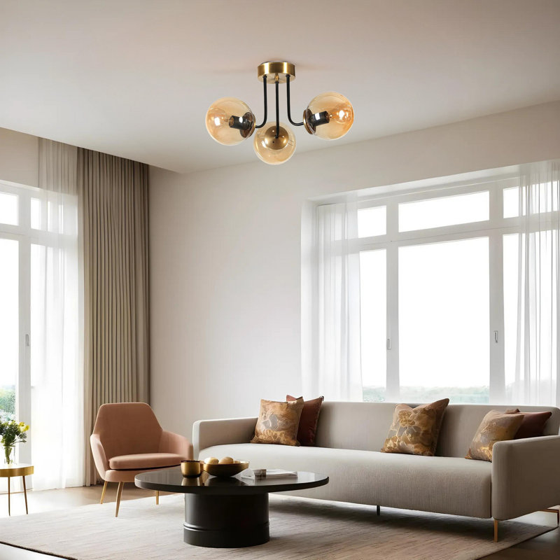 Chandle Flush Mount, Gold/Amber