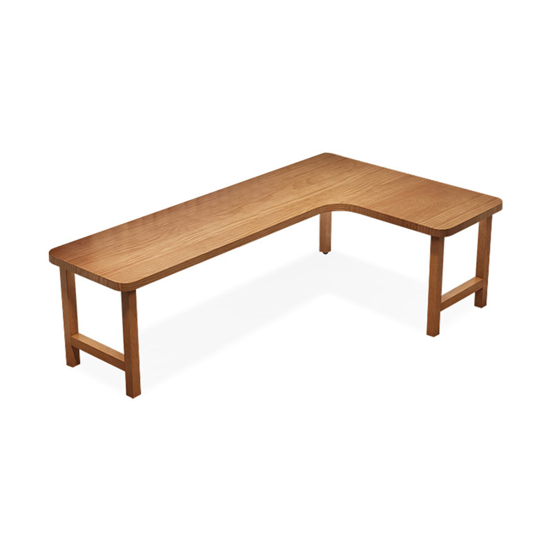 Bureau d'écriture en L en noyer massif, H 29,53 po x l 86,61 po x P 55,12 po, Oui