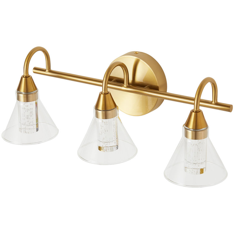 Luminaire de salle de bain à lumière DEL en cristal 3 lumières Pinckneyville, Or