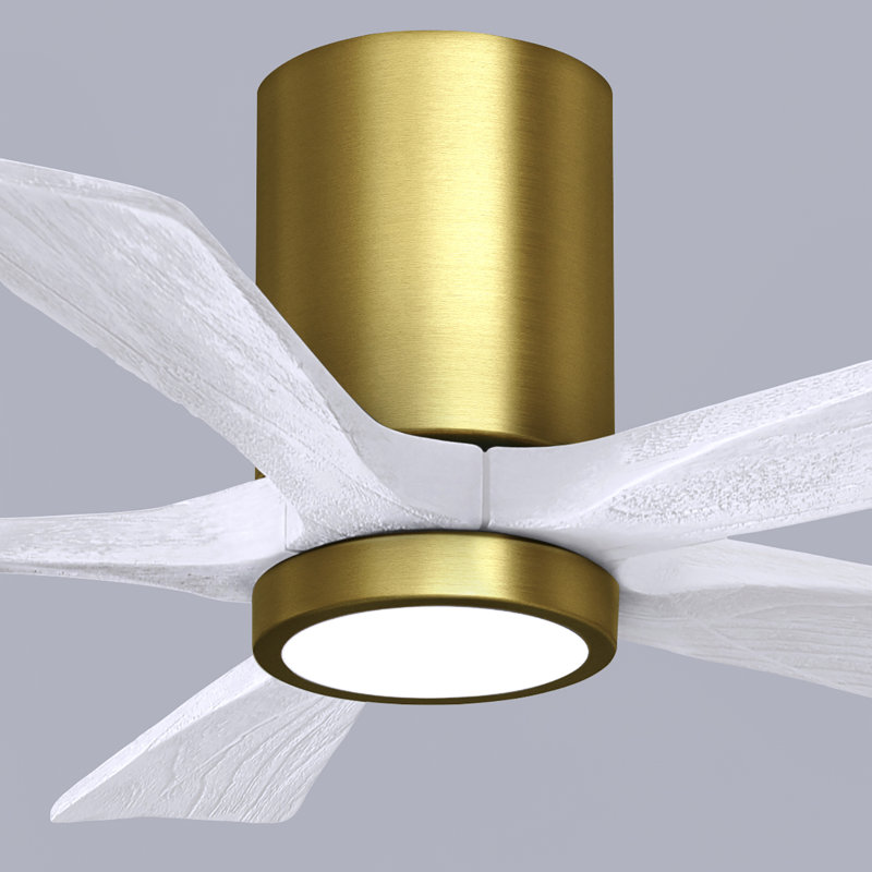 Ventilateur de plafond à 5 pales DEL avec ensemble d'éclairage inclus Irene, Laiton brossé, 42", Blanc mat