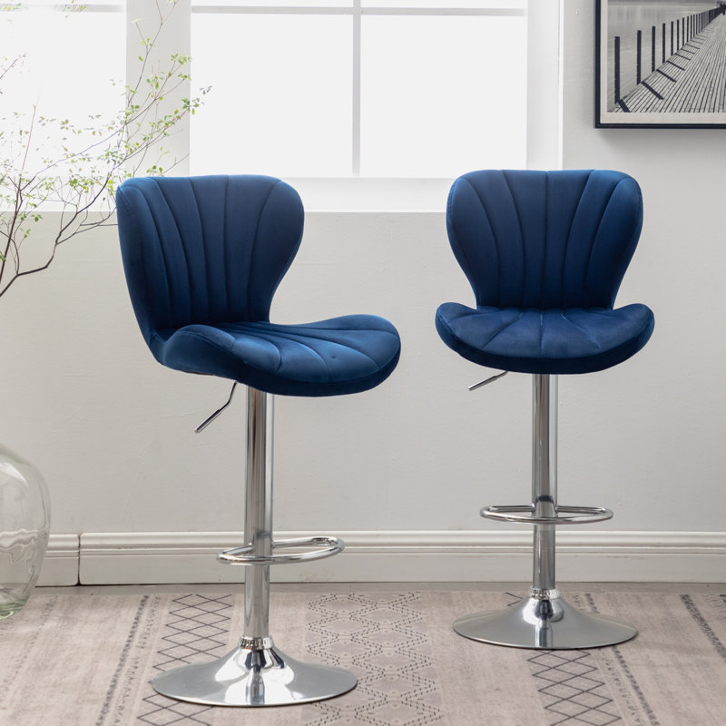 Ensemble de 2 tabourets de bar rotatifs réglables Ellston, Bleu, Blue