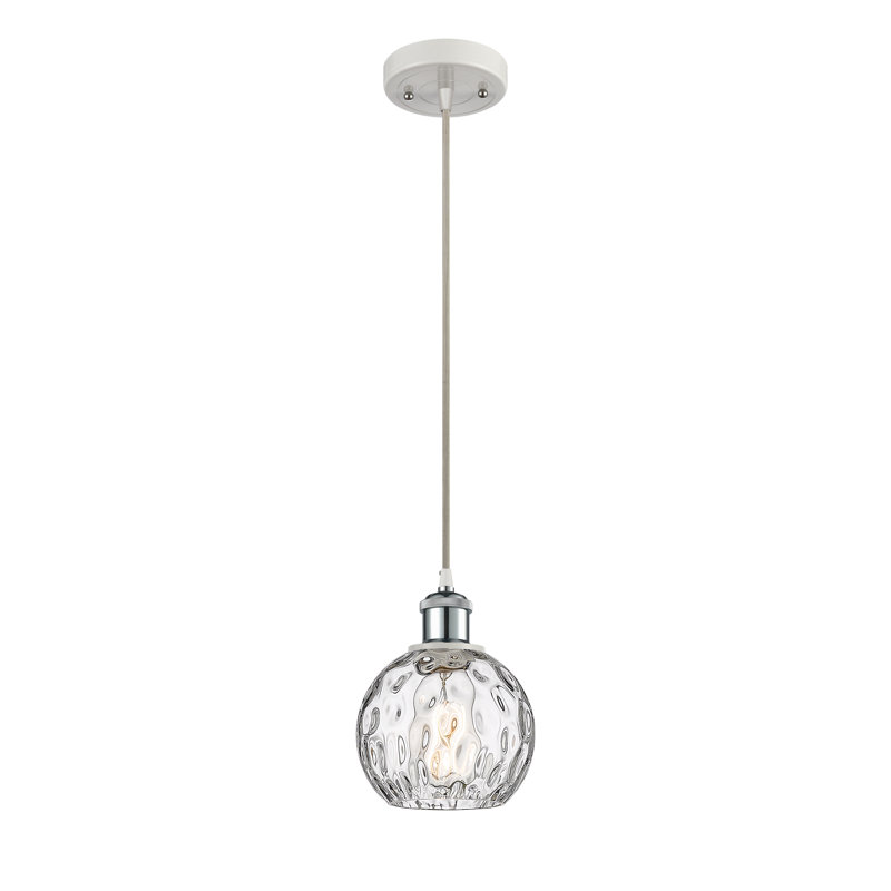 Luminaire suspendu sphère 1 lumière Roxane, Ampoule non incluse, H 8 po x l 6 po x P 6 po, Blanc / chrome poli