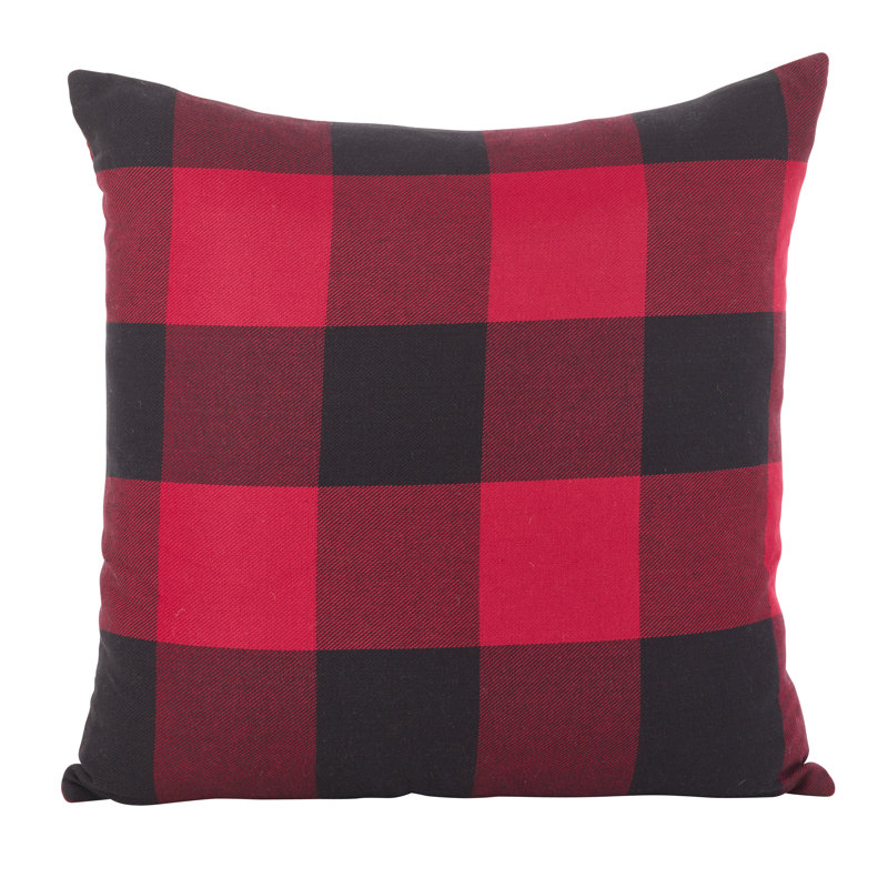 Red and Black Buffalo Plaid Cotton Floor Pillow