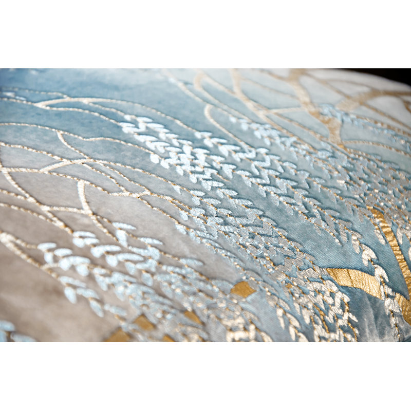 Metallic  Rectangular Velvet Pillow Cover & Insert, Rectangle 7"H x 15"W, Robin's Egg