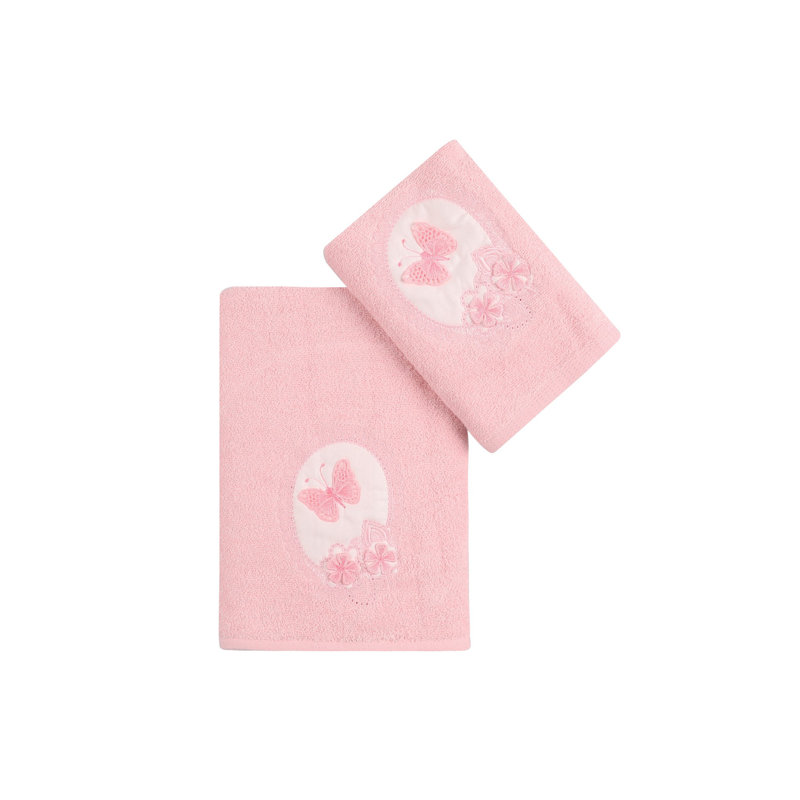 Ensemble de serviettes 2 pièces, Rose clair