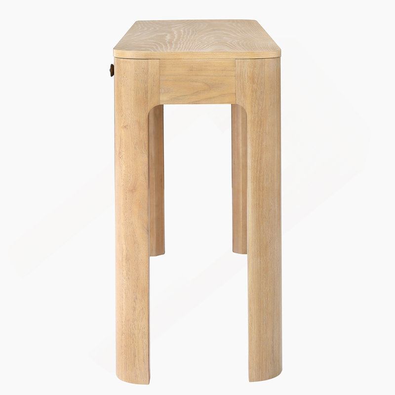 Console rustique avec coins arrondis pour la sécurité, table d'entrée avec 3 tiroirs dissimulés, table de canapé robuste (chêne clair)