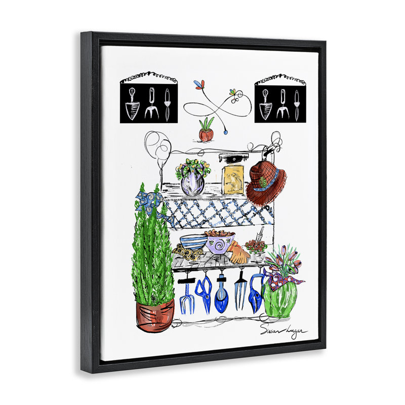 Cadre flottant Spring Gardening, par Susan Lugar, H 31 po x l 25 po, Cadre flottant noir de jais