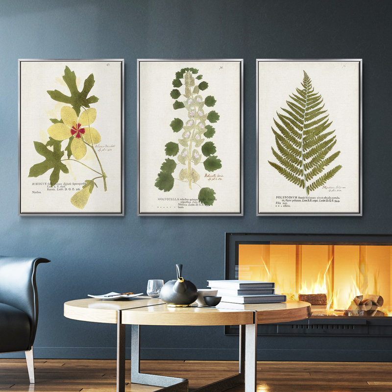 Ensemble de 3 pièces encadrées sur toile Nature, Argent, H 27 po x l 54 po