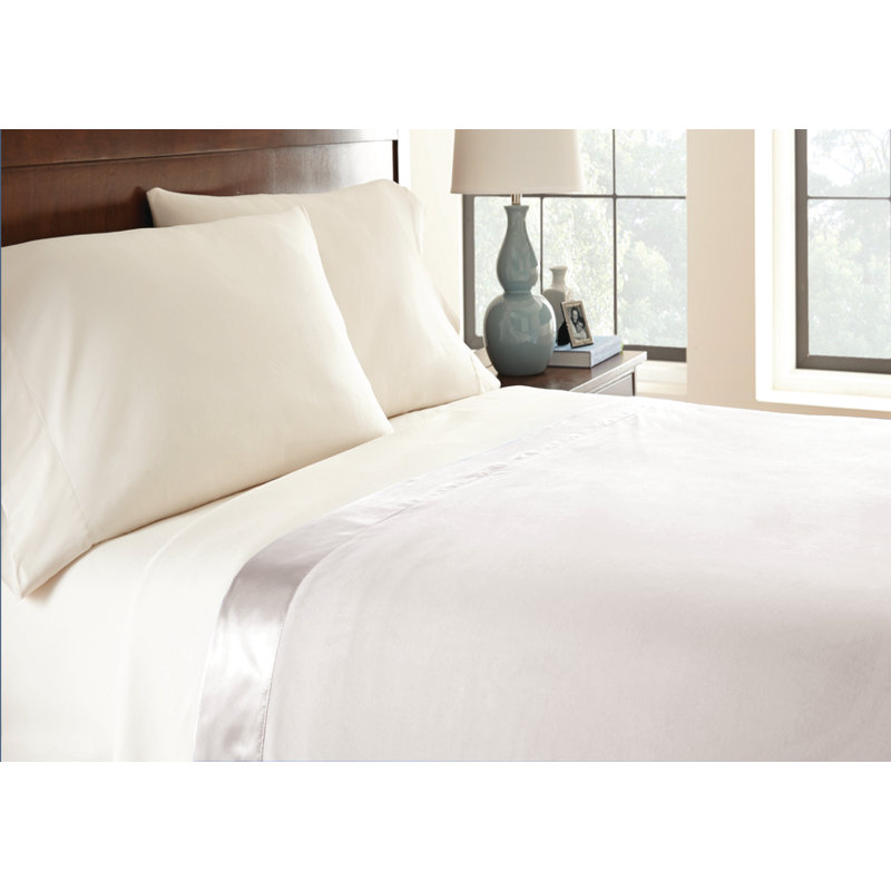 Ivory Twin Satin Hemmed Micro Flannel Fleece Blanket
