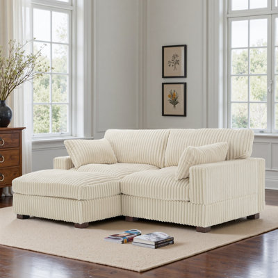 Canapé modulaire réversible 2 pièces rembourré en fausse fourrure de lapin avec canapé modulaire et coussins 2 pièces