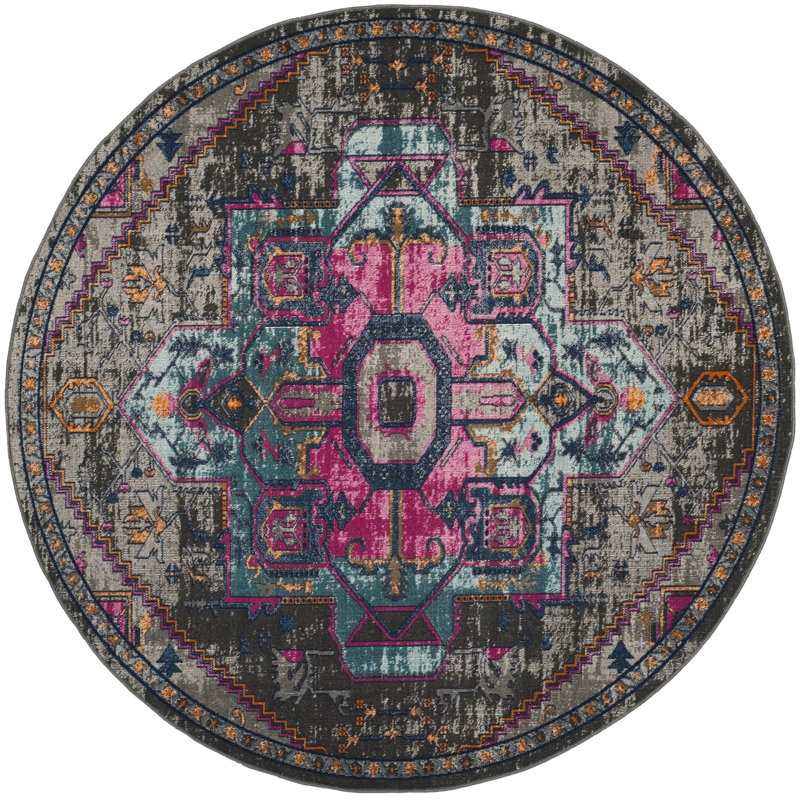 Calana Performance Oriental Rug, Round 6'7"