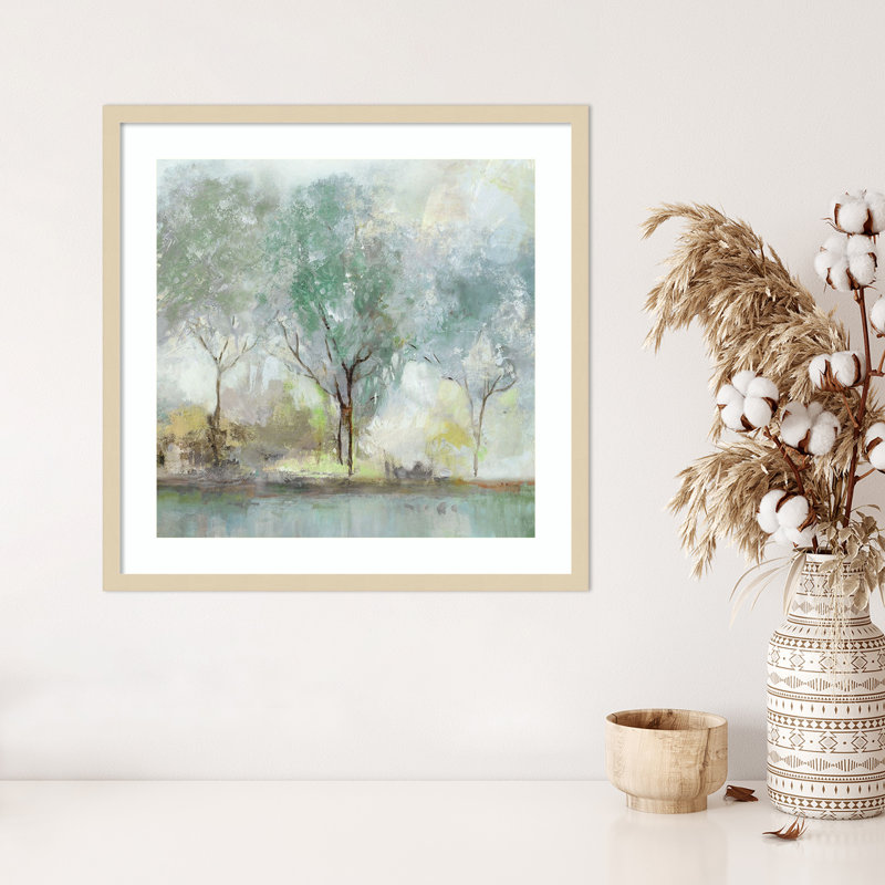 «Teal Landscape» par Isabelle Z, impression sur bois encadrée, H 25 po x l 25 po
