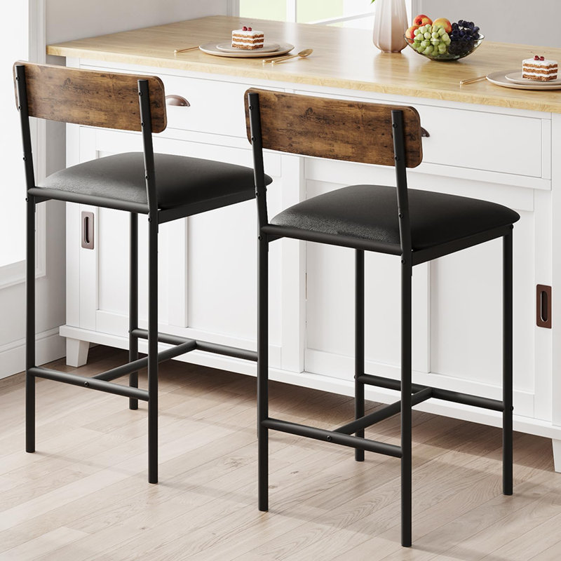 Bar Stools Set of 2, Brown, Brown