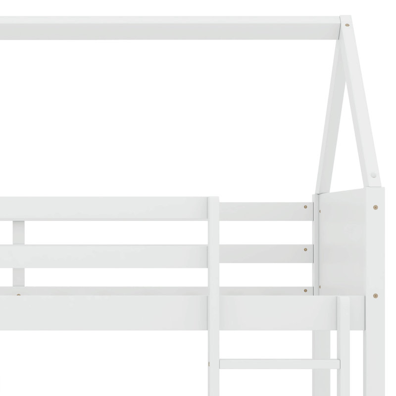  Lit superposé simple au-dessus de simple Antrell, lits superposés bas avec échelle et garde-corps, Blanc