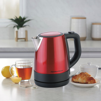 Proctor Silex 1.0L Electric Kettle: 1500W Fast Boil with Strix Safety Control, Cordless Serving, Auto-Shutoff – Red (40798C)