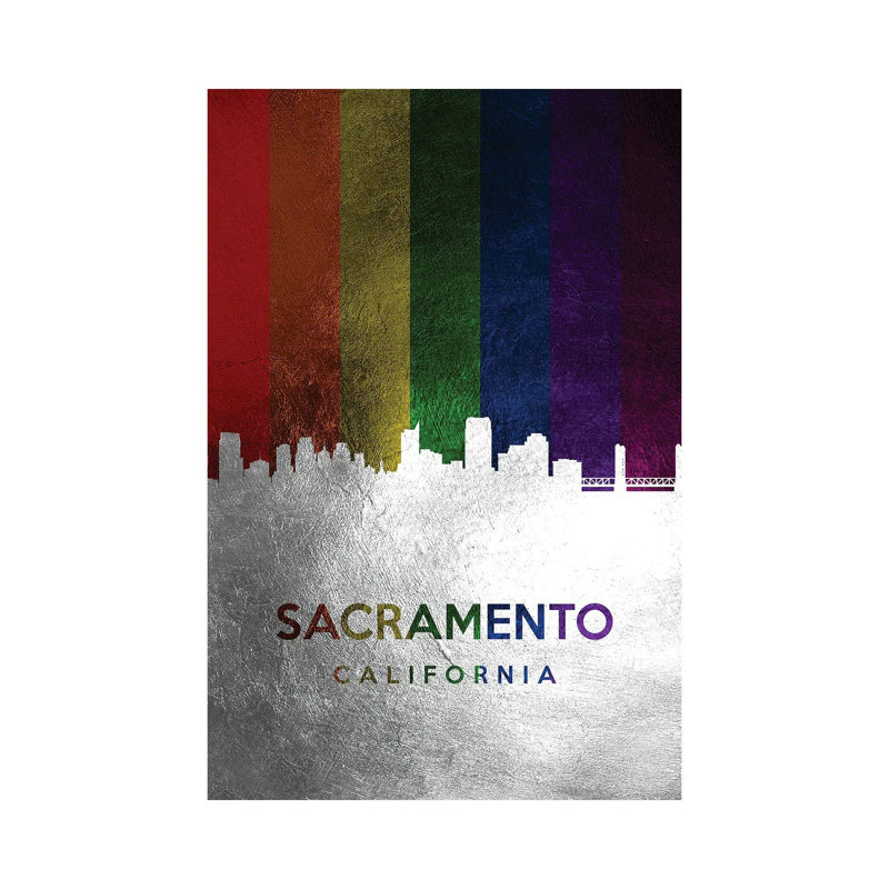 Sacramento California Spectrum Skyline 1 Piece Wrapped Canvas Wall Art, 30.48 cm H x 45.72 cm W