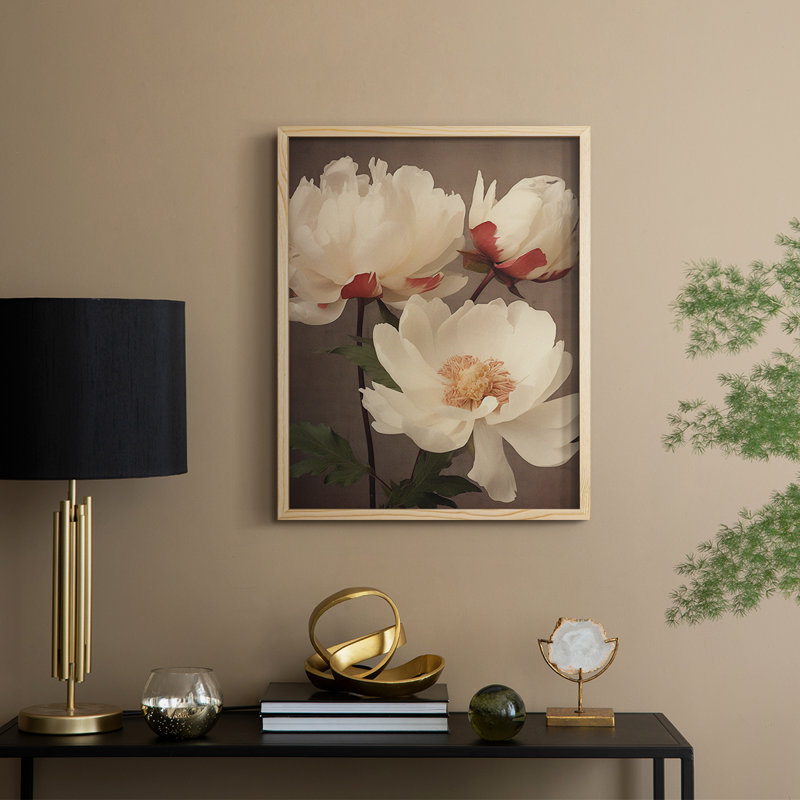 Impression encadrée rétro Vintage Floral Print III - bois massif, H 30 po x l 24 po, Naturel