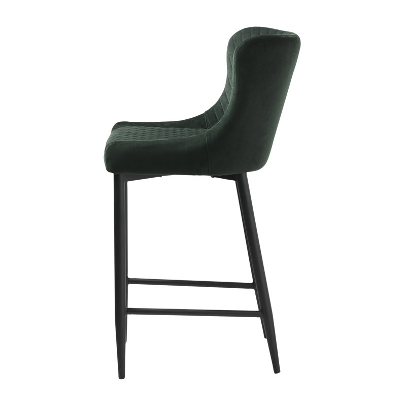 Melendy Upholstered and Faux Leather Bar Stool, Green