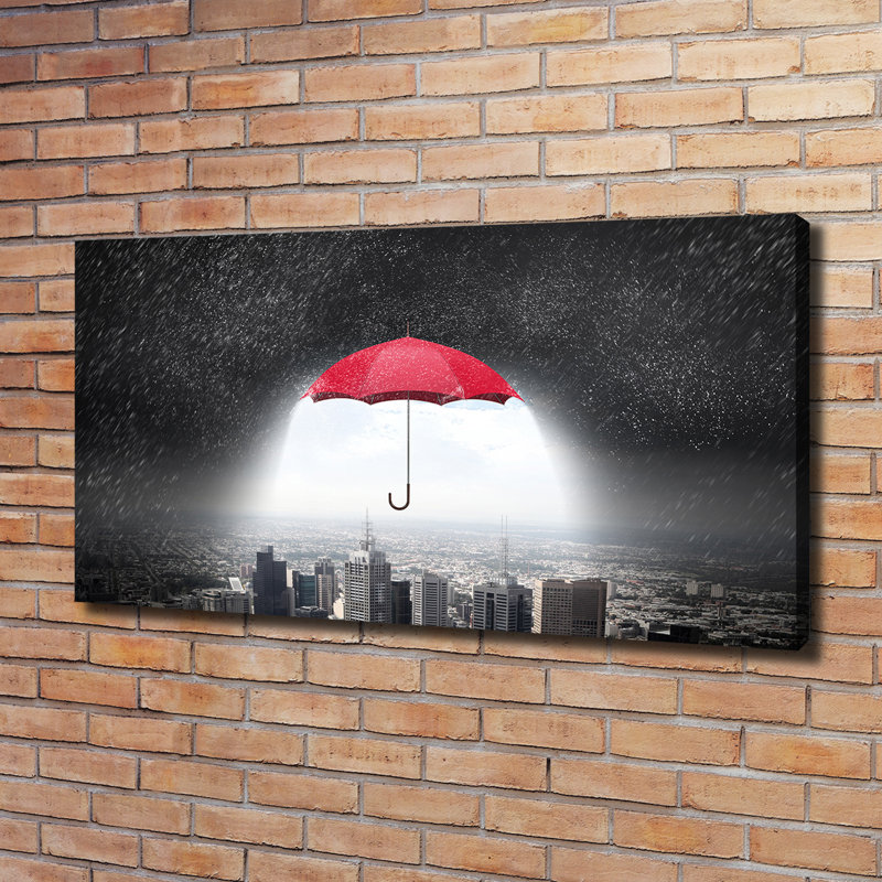 Umbrella Over The City - Wrapped Canvas Print