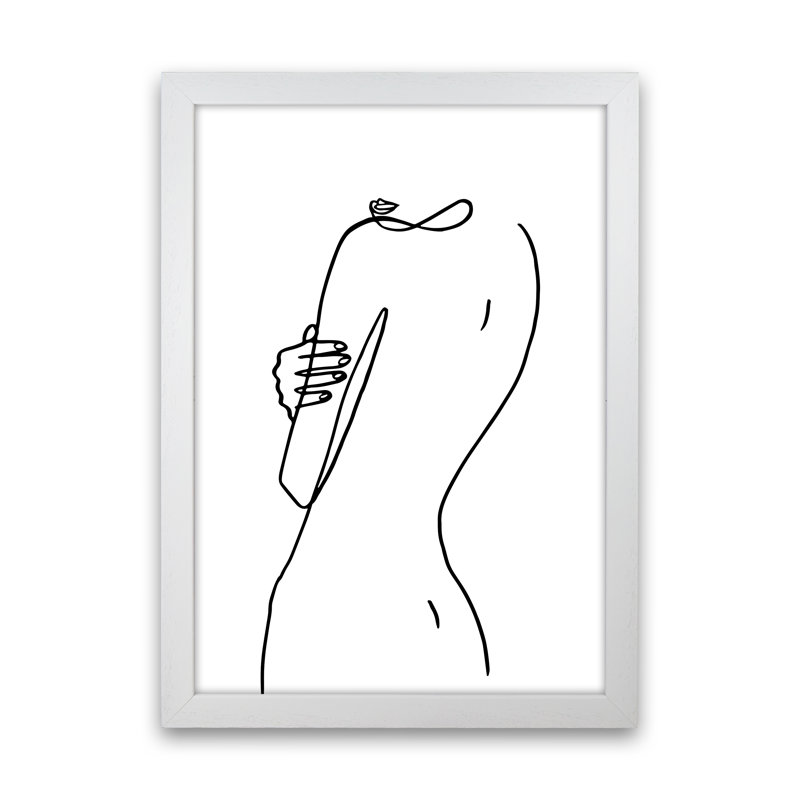 Female Hiding Back Pose - Print, 34cm H x 25cm W x 3cm D, White Frame