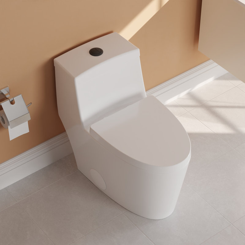 Toilette allongée monobloc DeerValley Prism, Blanc/Noir, 12"