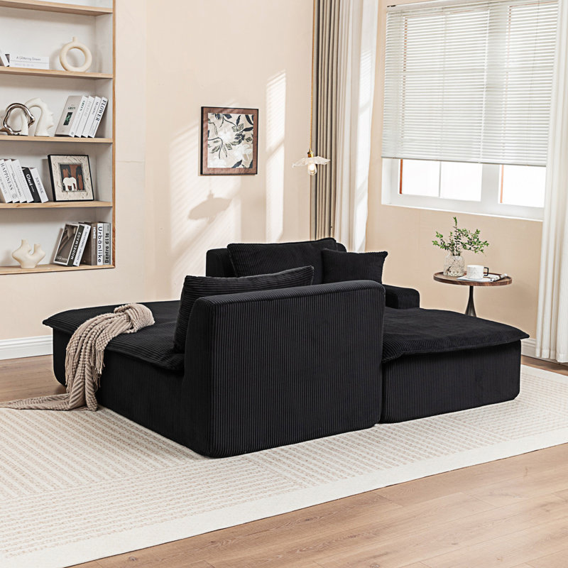 Chaise longue, canapé-lit rembourré, canapé-lit surdimensionné, Noir