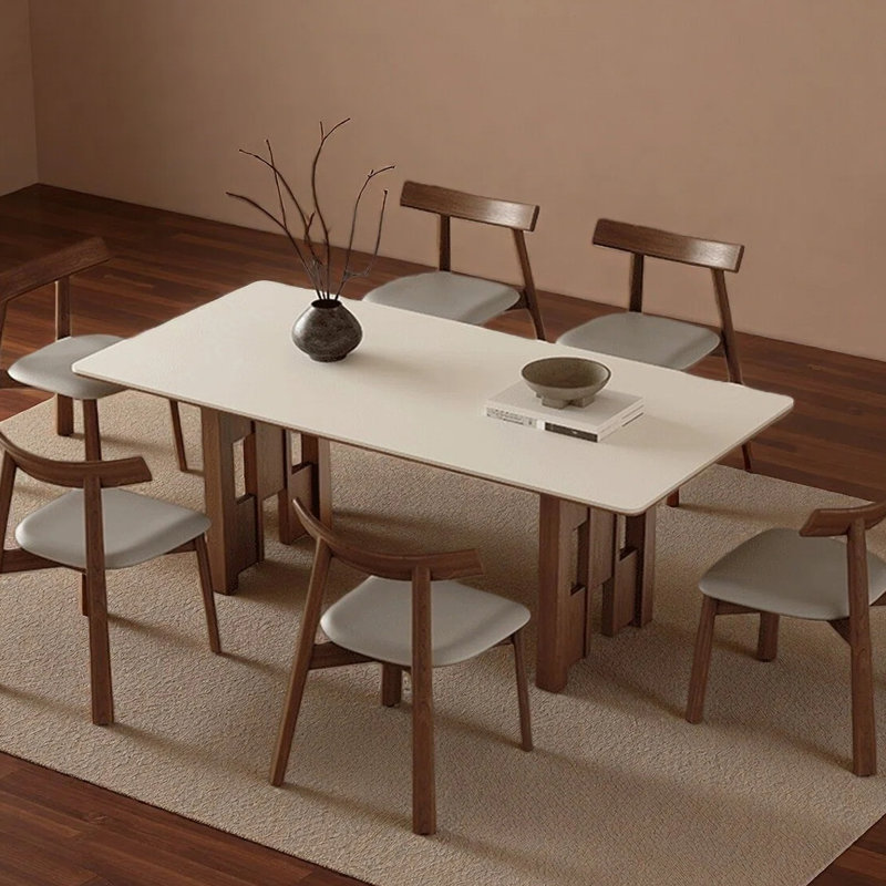 Swaffham Simple rectangular dining table, 7 Pieces: Table, 6 Chairs, 29.53" H x 78.74" W x 31.5" D