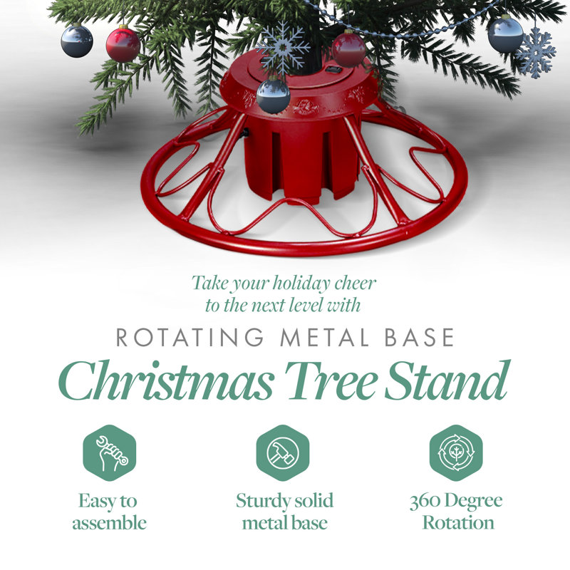 The Holiday Aisle® Rotating Tree Stand Base with Cascade Quick Set 5-Ft Pre-Lit Tree