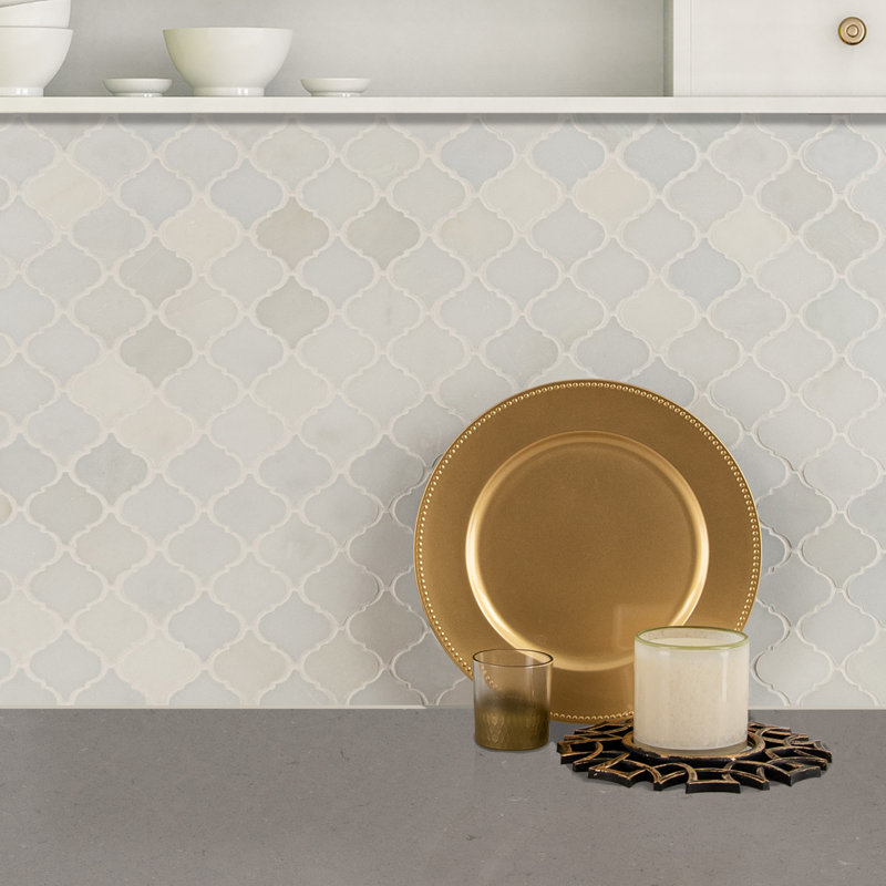 Iona Mist Lantern 12 in. x 12 in. Polished Marble Mosaic Floor and Wall Tile