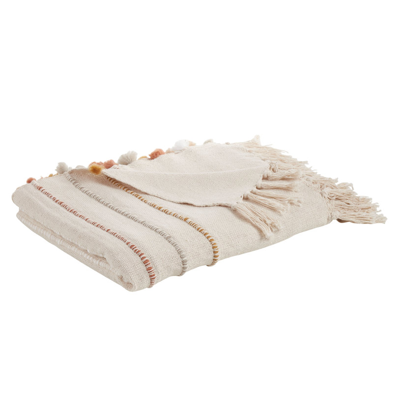 Subtle Striped 50"x60" Reversible Cotton-Acrylic Throw Blanket