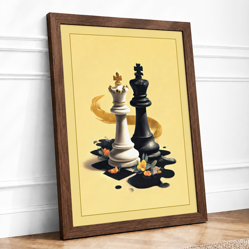 Kings in Checkmate Modern 1 Piece Single Picture Frame Wall Art, A4 - 29.7 x 21.0 cm, Walnut