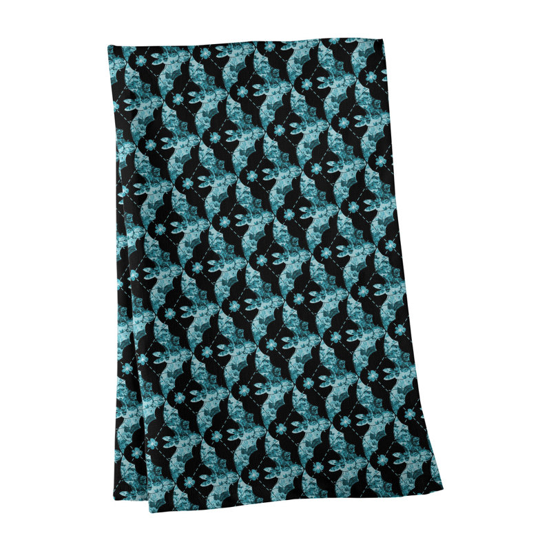 Serviette de thé floral, Sergé de coton, Vert foncé