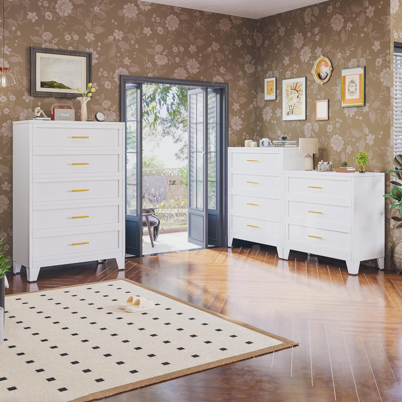 Commode 5 tiroirs Modern White