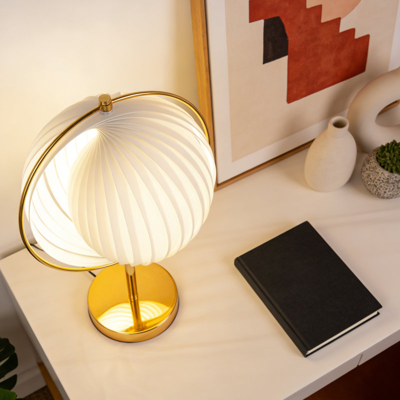 Lampe de table ronde moderne de 18 po de hauteur, lampe lune équipée d'ampoules à 3 couleurs