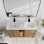 Meuble-lavabo 48 po avec lavabo double en résine - Autoportant, attrait moderne, porte, rangement spacieux, chêne imitation, style autoportant en contreplaqué, charnière de porte, espace de rangement, lavabos, abat-jour en chêne,