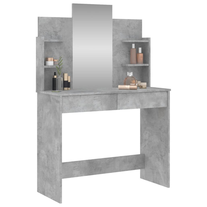 Milad Dressing Table with Mirror, Concrete Grey