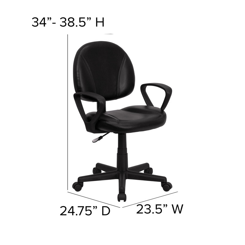  Mid-Back LeatherSoft Swivel Ergonomic Task Office Chair with Back Depth Adjustment, Adjustable Arms