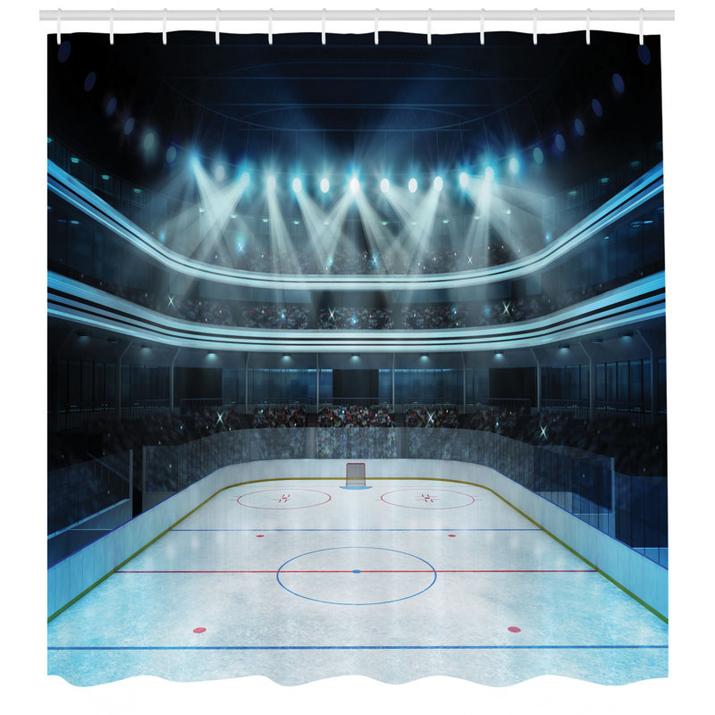 Ensemble de rideau de douche Hockey et crochets, H 69 po x l 105 po